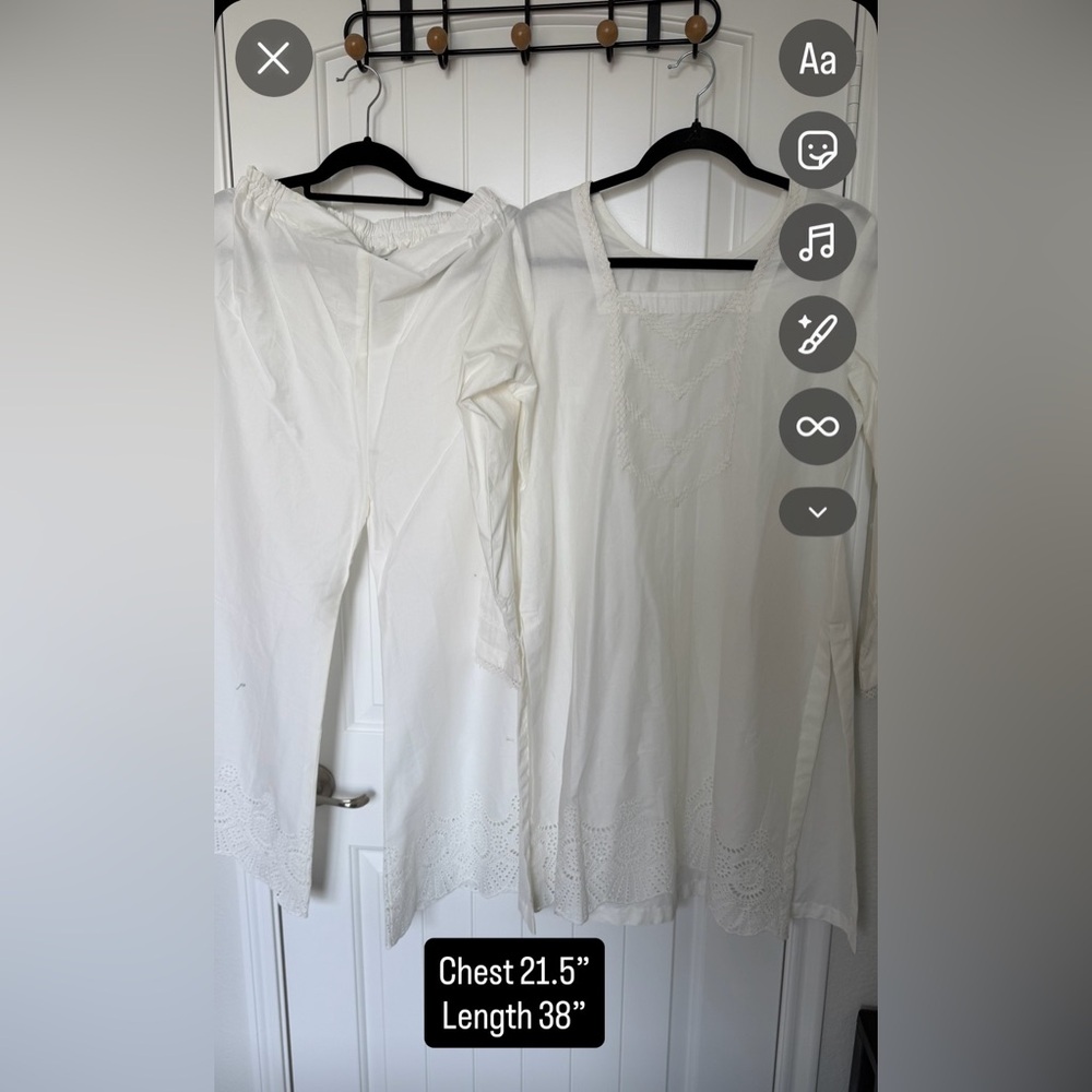 White Embroidered Two-Piece Set